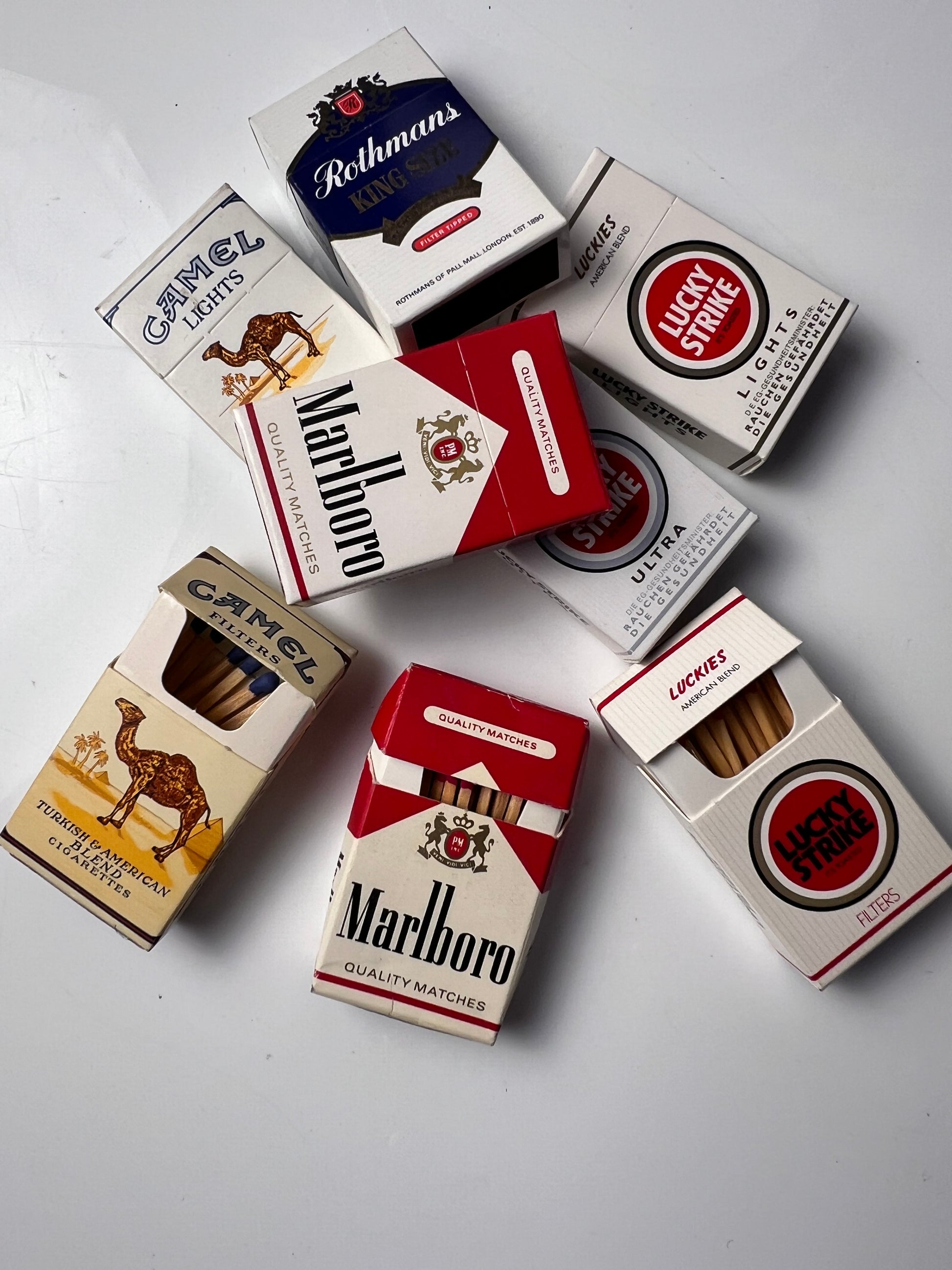 Set: Vintage Streichhölzer Zigaretten Schachtel Miniatur