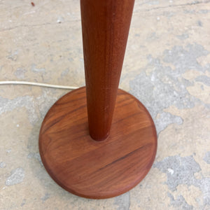 Stehlampe Teak mit verziertem Stoffschirm aus Dänemark