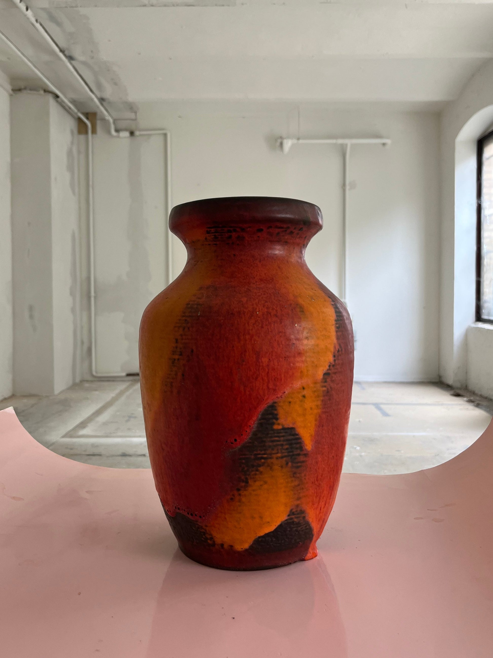 Vase 7312-30 Fat Lava orange rot von Carstens Keramik West Germany