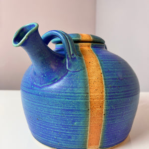 Teekanne blau Keramik aus Dänemark