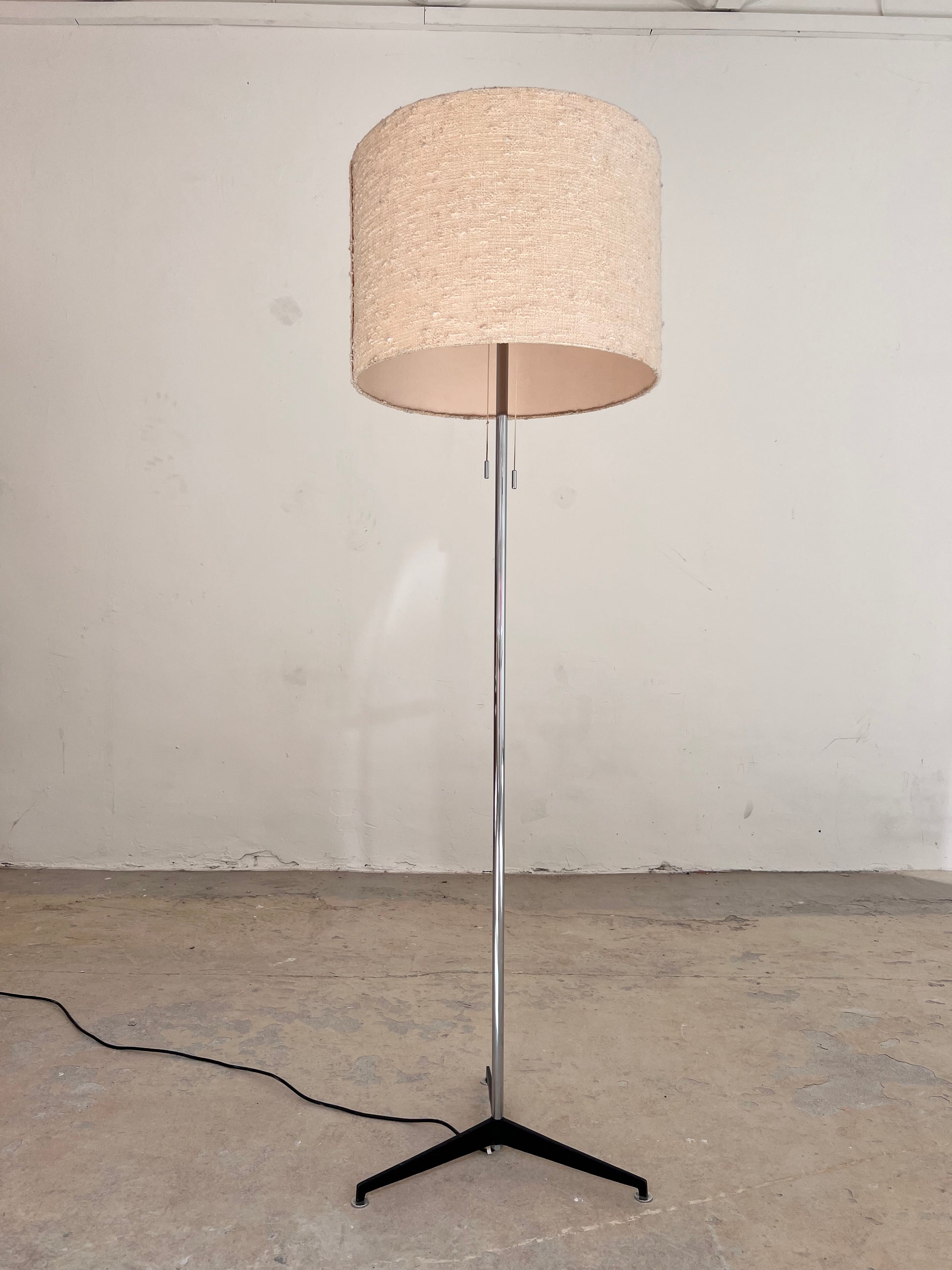 Stehlampe Chrom mit Stoff-Schirm von STAFF