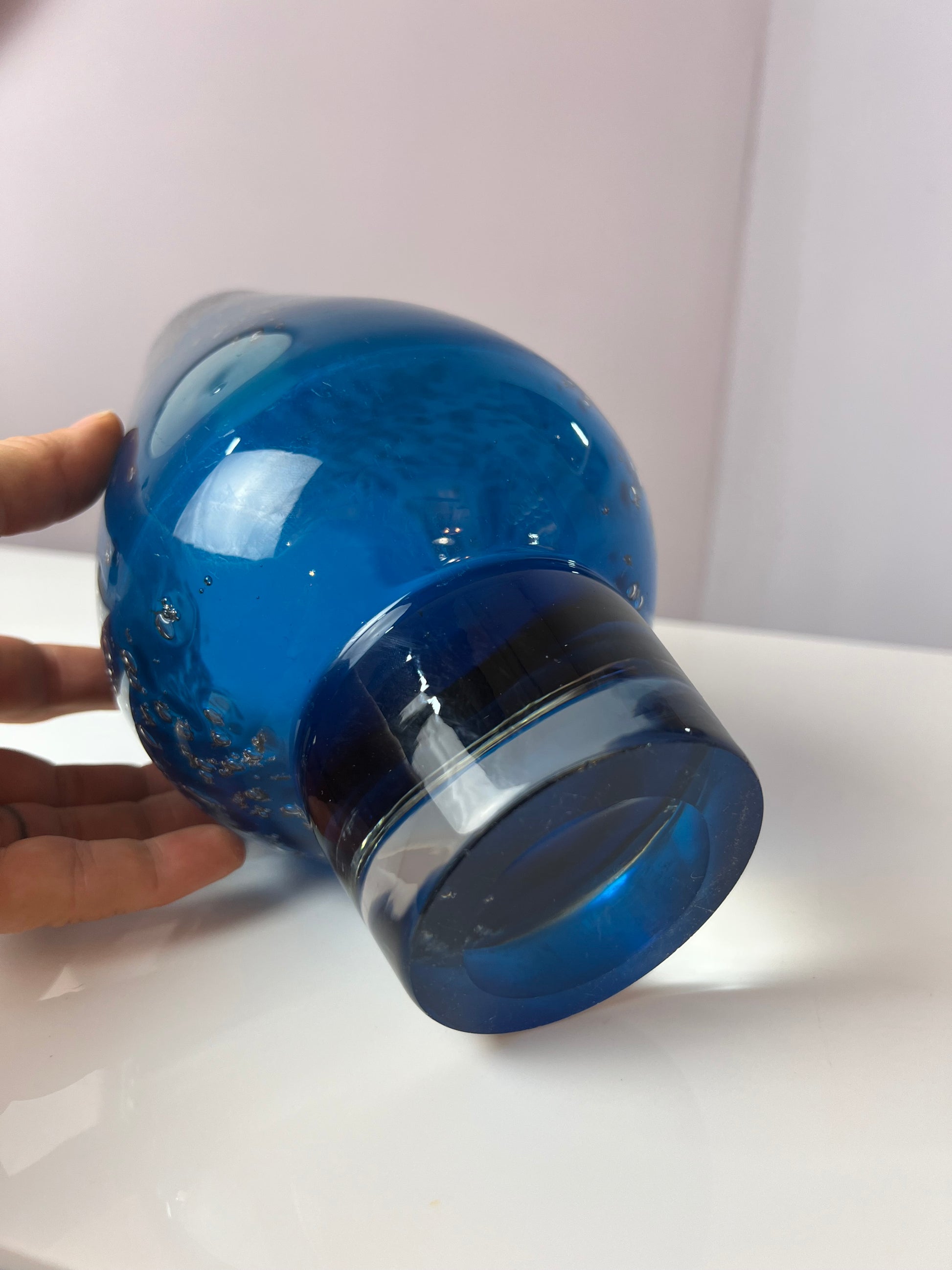 Vase blau Glas von von Heinrich Löffelhardt für Schott Zwiesel