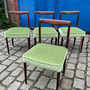 Set: 4x Polsterstuhl grün Palisander