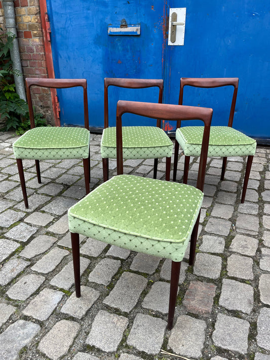 Set: 4x Polsterstuhl grün Palisander