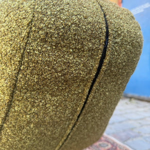 Liegesessel neu gepolstert moosgrün Bouclé aus Italien