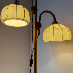 Stehlampe Maiglöckchen von Domus Teak und Rohseide