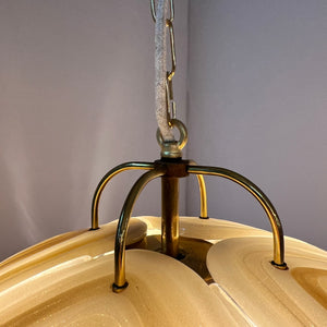 Hängelampe braun Glas Chrom handgearbeitet von Cristallux