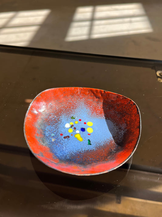 Mini Schale rot blau Emaille