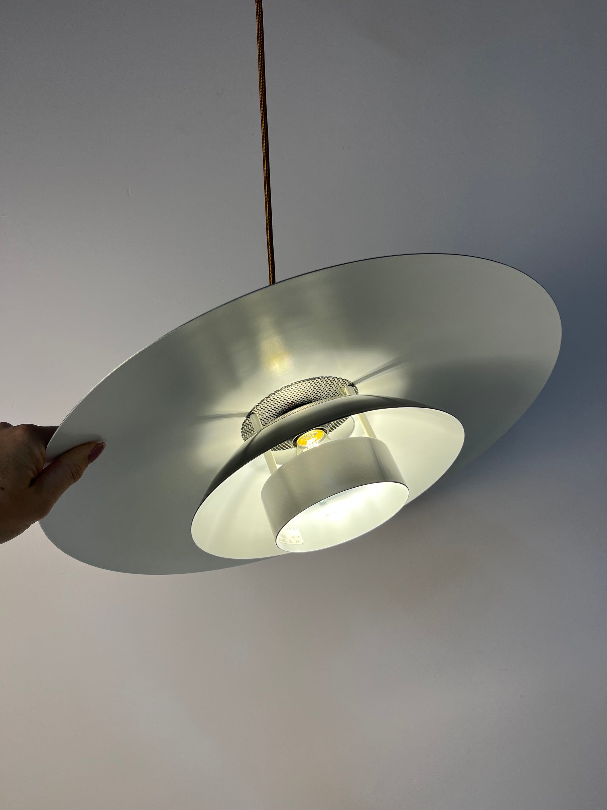 Große Lamellenlampe Leto silber kupfer von Top Lamper