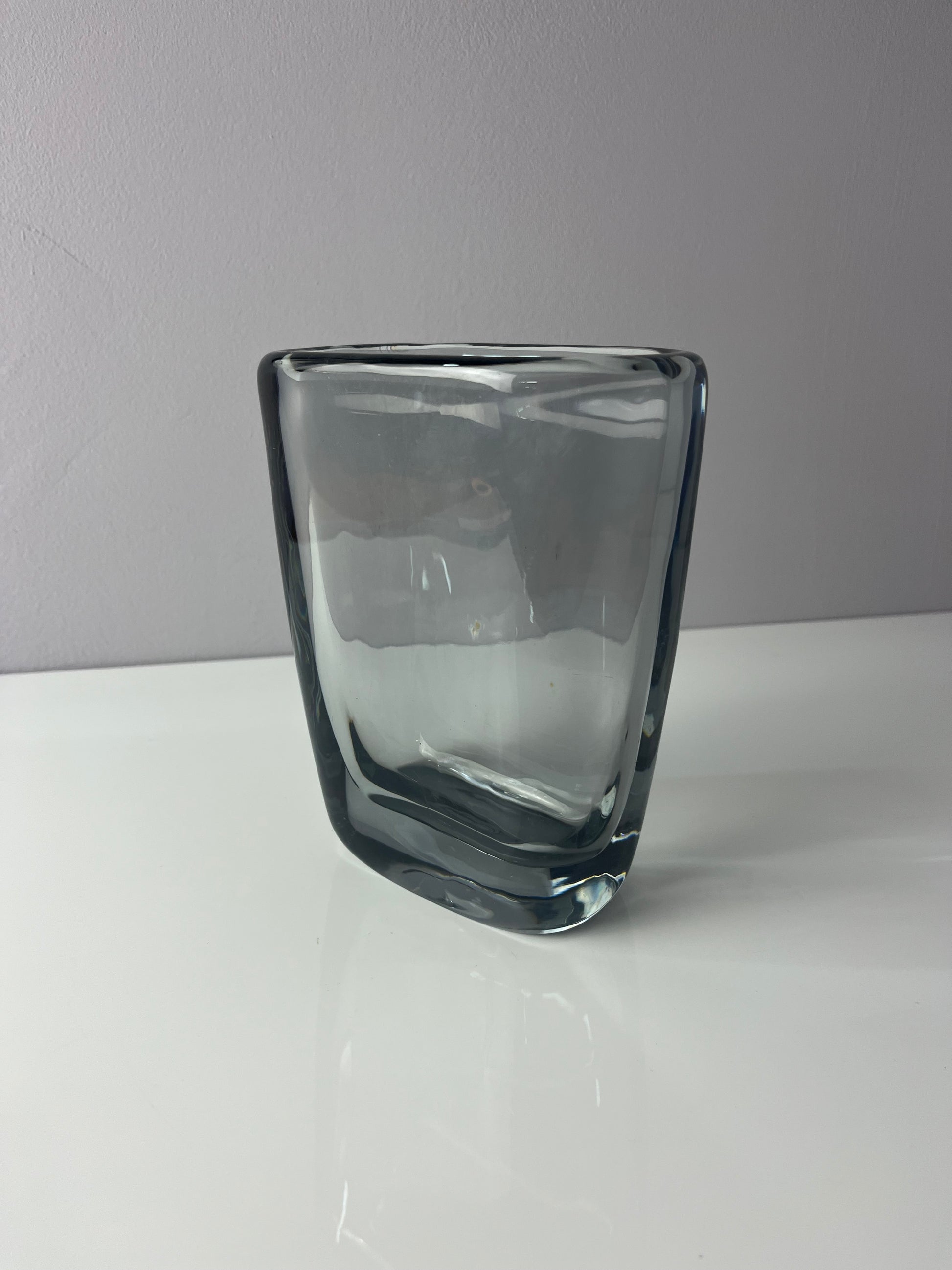 Vase blaugrau Glas von Nils Landberg für Orrefors