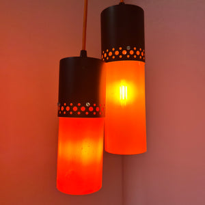 Hängelampe orange schwarz Kunststoff Metall