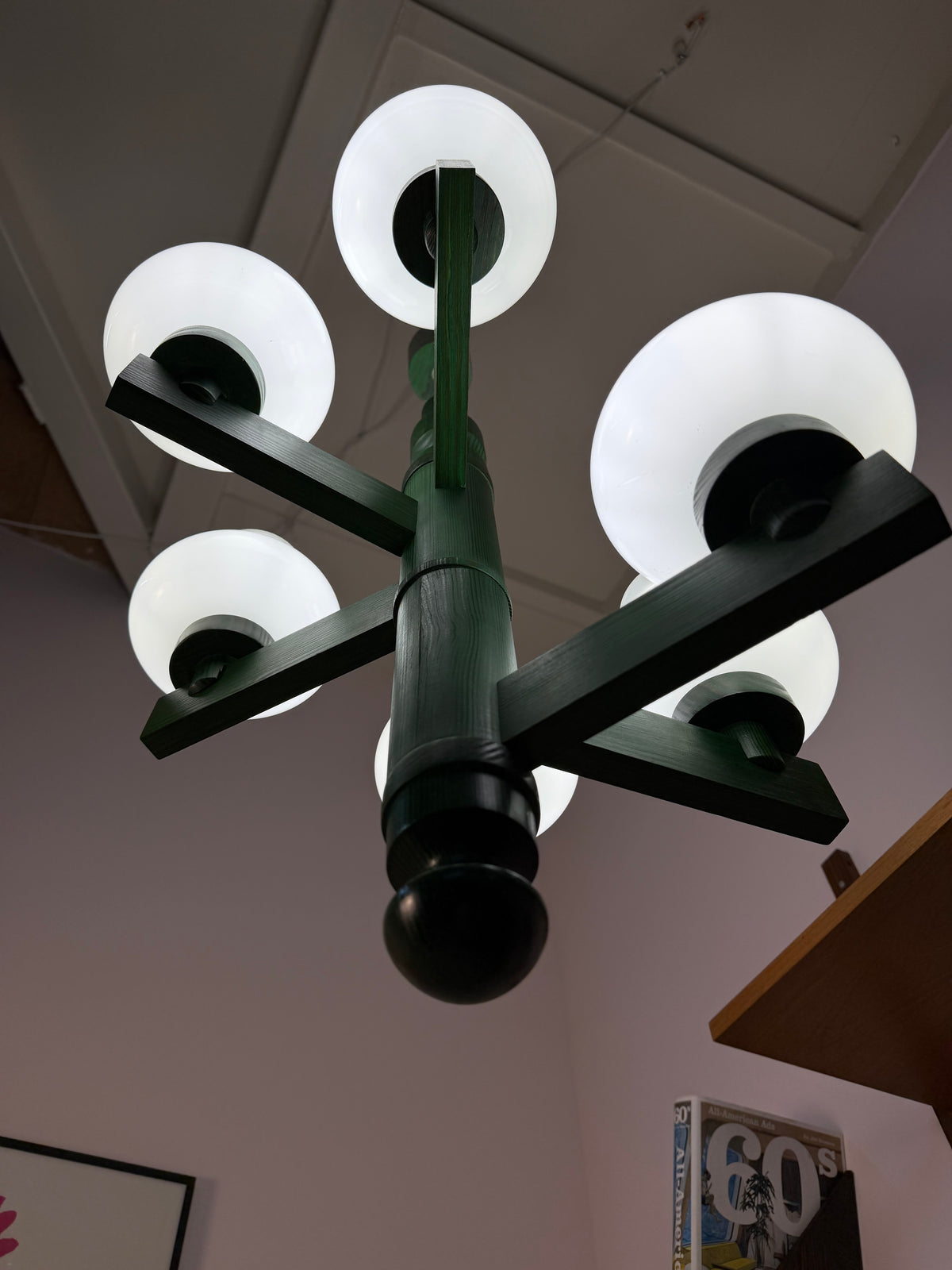 Kronleuchter grün Opalglas