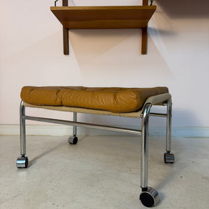Hocker Modell Bore cognac Chrom von Noboru Nakamura für IKEA