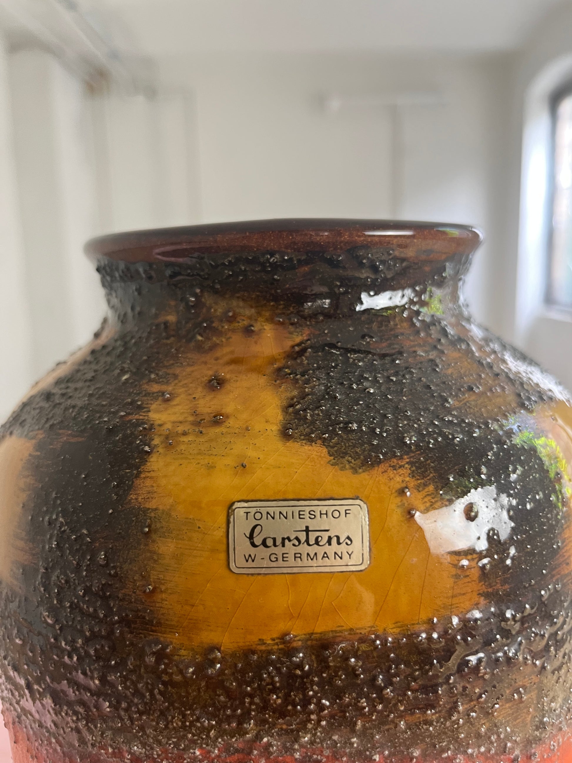Vase 5071-38 Fat Lava orange braun von Carstens Keramik West Germany