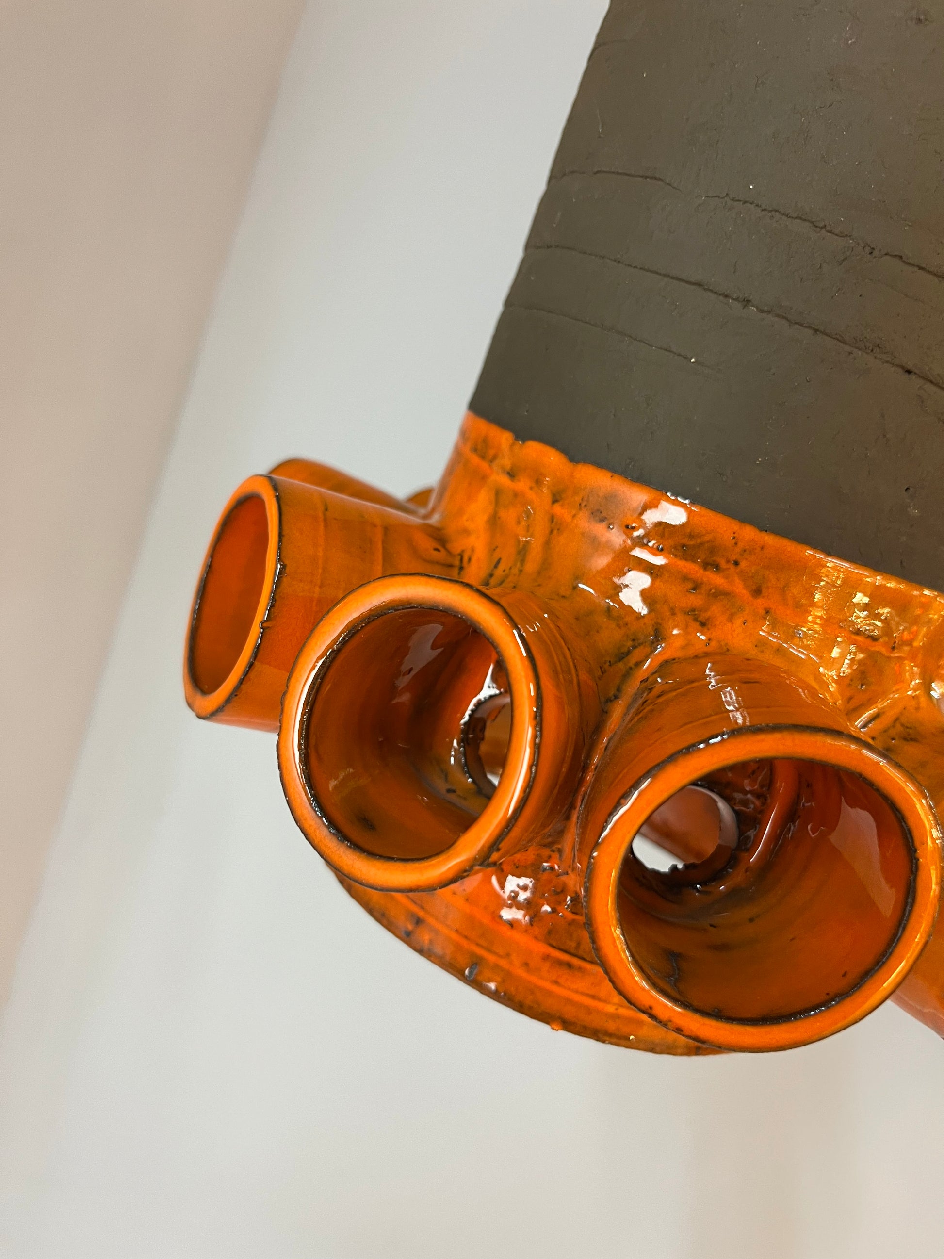 Hängelampe orange braun Keramik