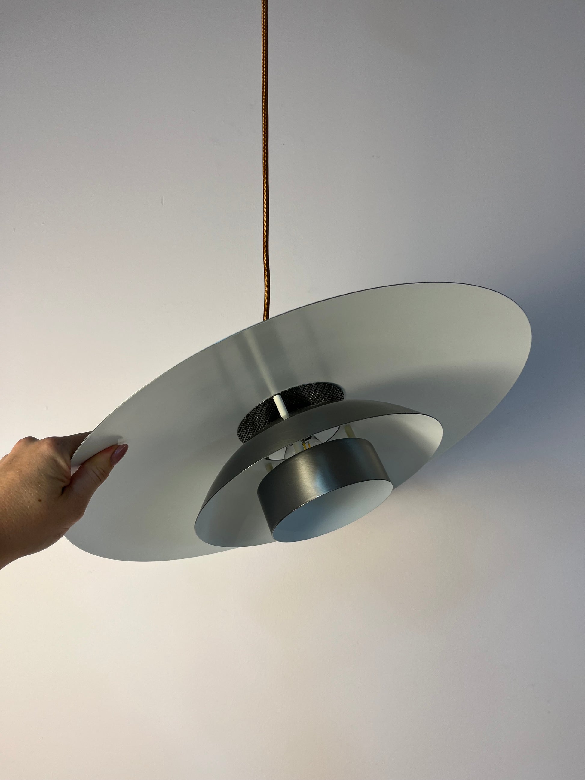 Große Lamellenlampe Leto silber kupfer von Top Lamper