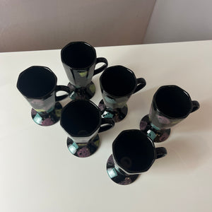 Set: 6x Tasse schwarz pastell