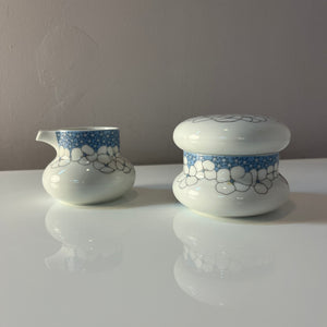 Set: Zucker & Milchkännchen Kiruna Garden weiß blau von Tapio Wirkkala für Thomas