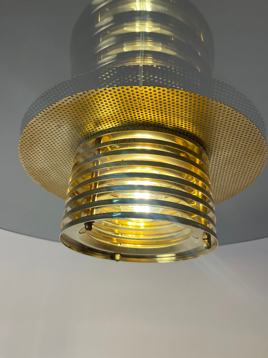 Hängelampe Rauchglas Messing von Jan Eskil Eskilsson für Belid