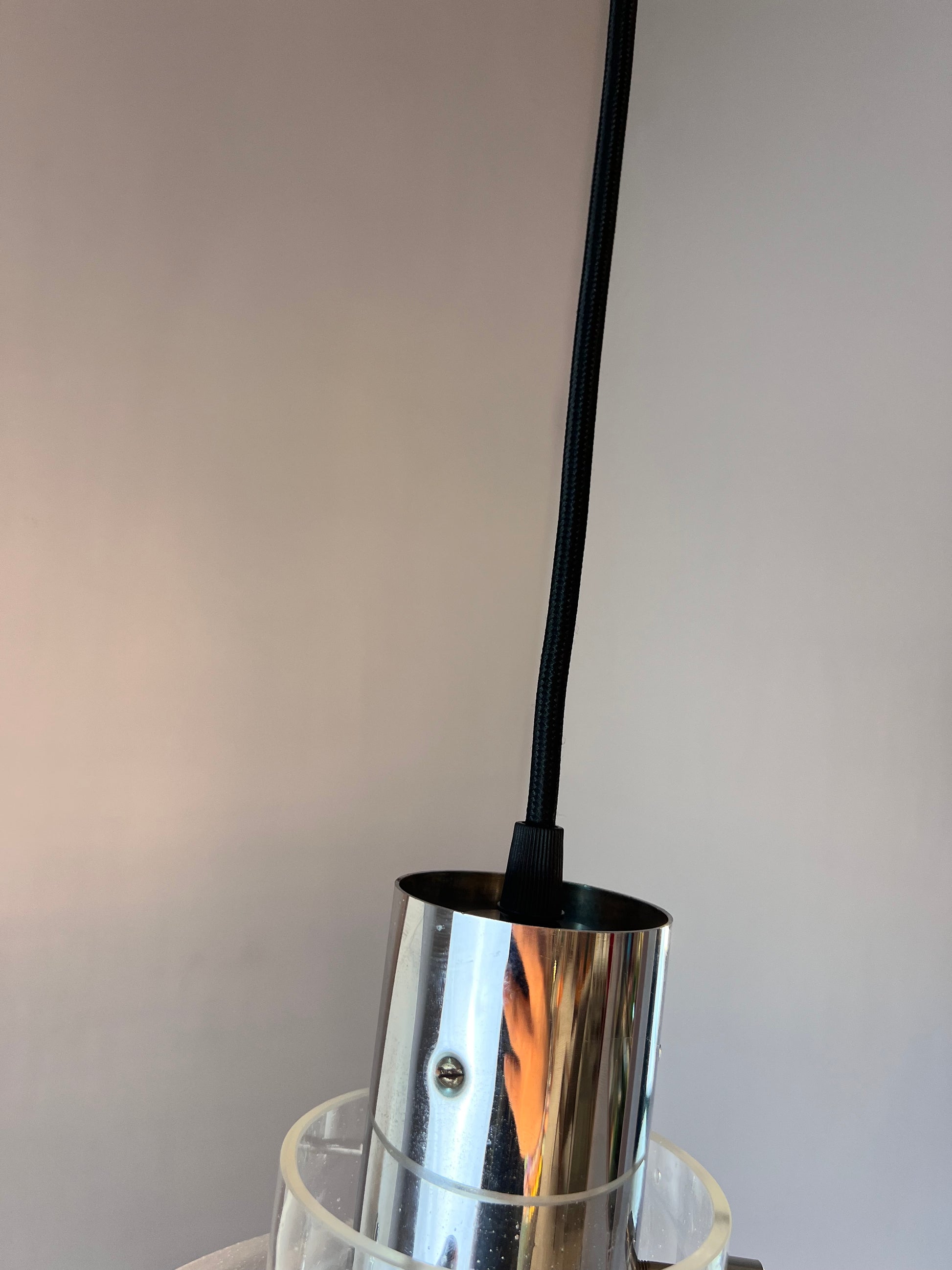 Hängelampe Glas Chrom von Glashütte Limburg