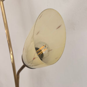 Stehlampe mit zwei Schwanenhalsarmen Messing