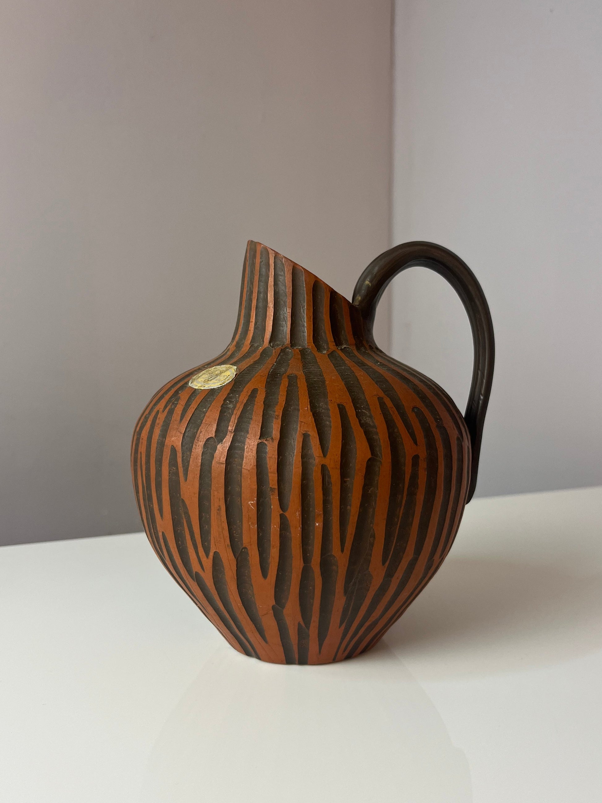 Vase Model Rhodos in Ritzdekor Handarbeit von Eiwa Keramik