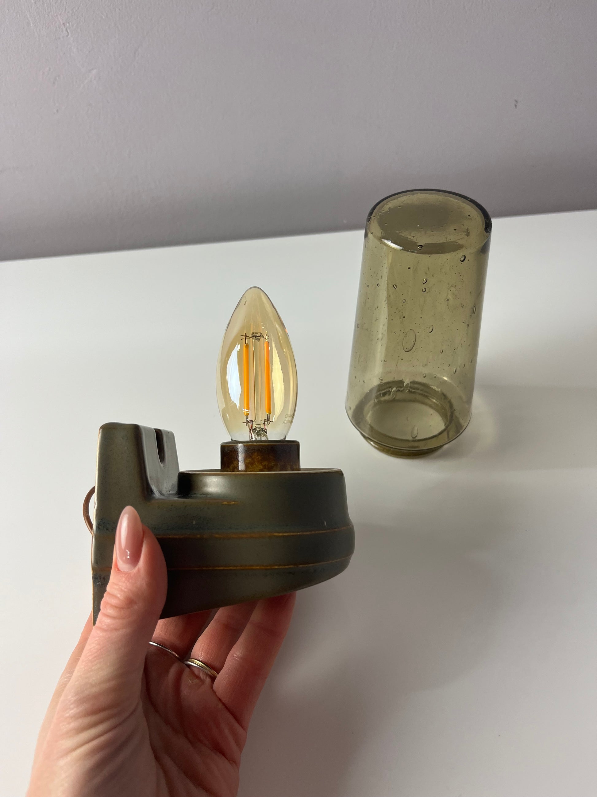 Wandlampe Modell 6080 Rauchglas von Sigvard Bernadotte für Ifö