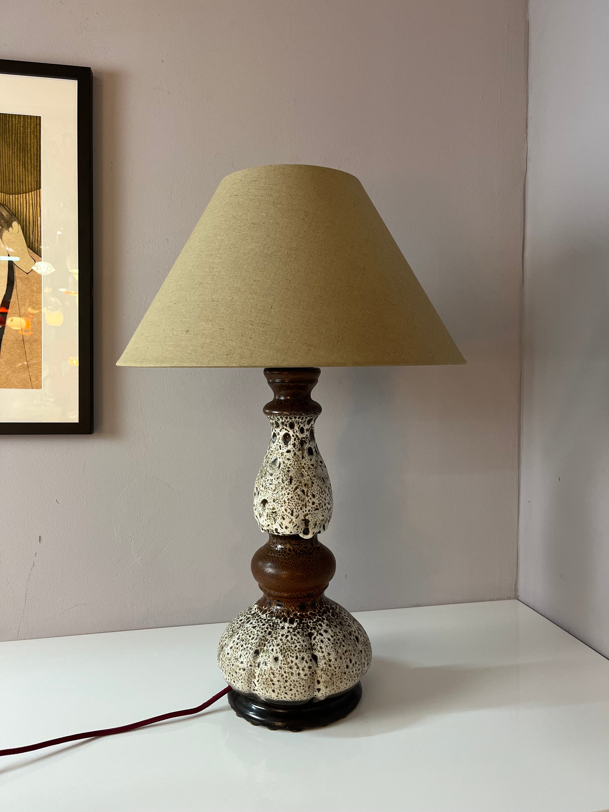 Tischlampe weiß braun Keramik von Hustadt Leuchten