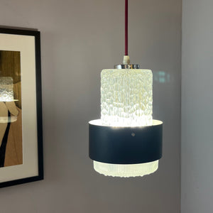 Hängelampe schwarz Eisglas von Carl Fagerlund für Orrefors