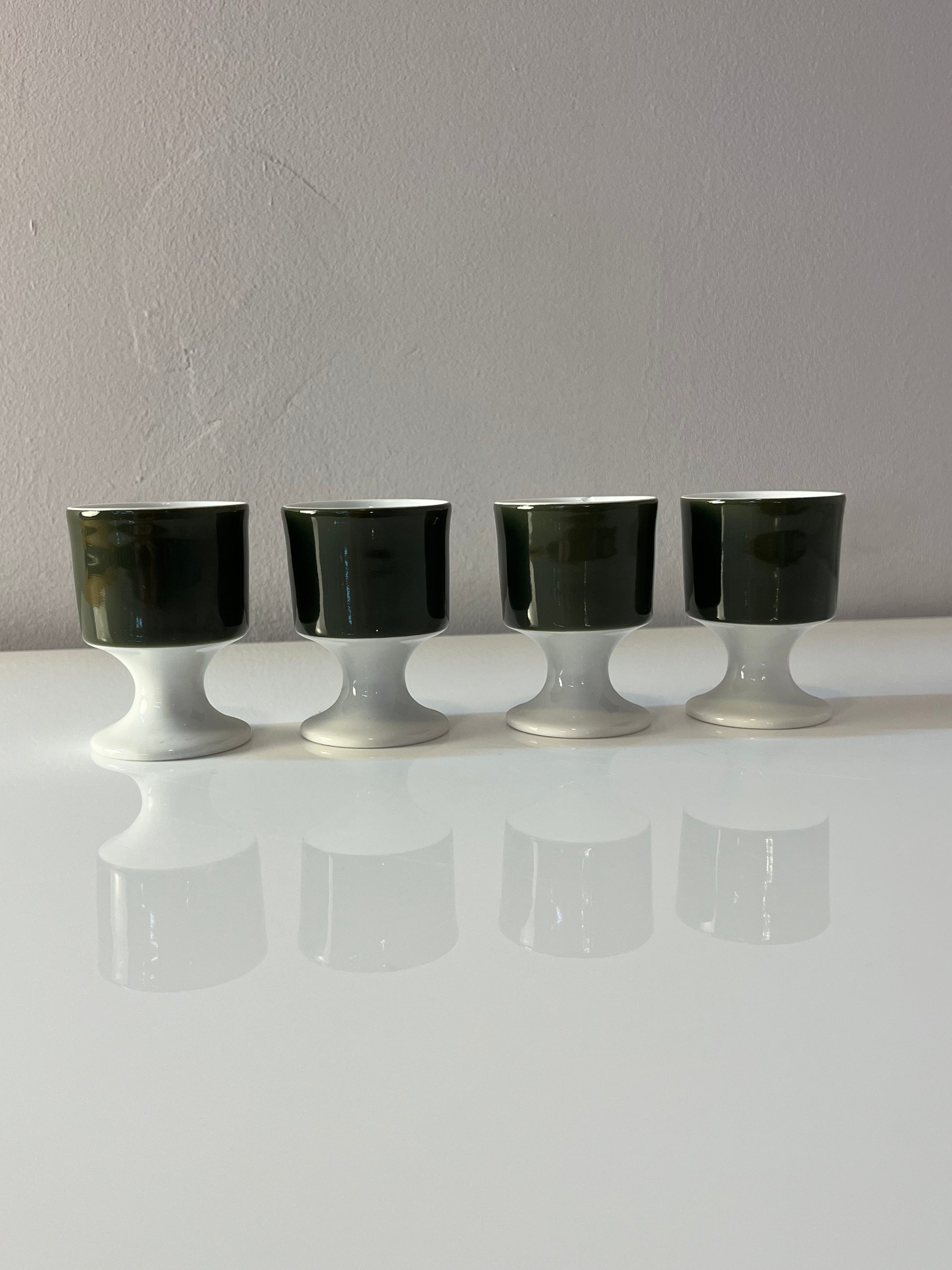 Set: 4x Eierbecher Modulation Secunda grün von Tapio Wirkkala für Rosenthal