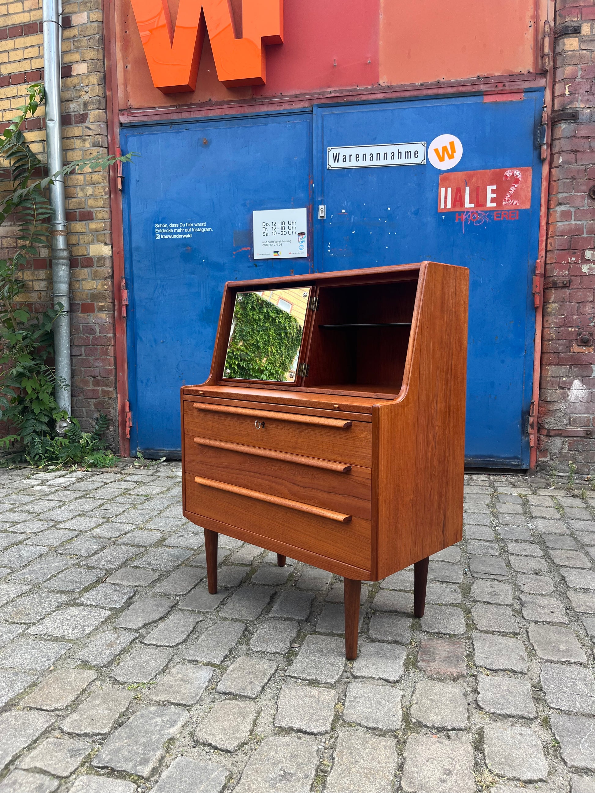 Sekretär Teak mit Spiegel aus Dänemark