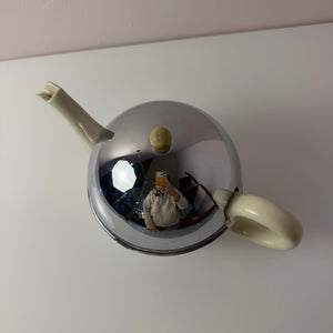Teekanne Porzellan mit Chrom Thermohülle von Bauscher D.R.P.