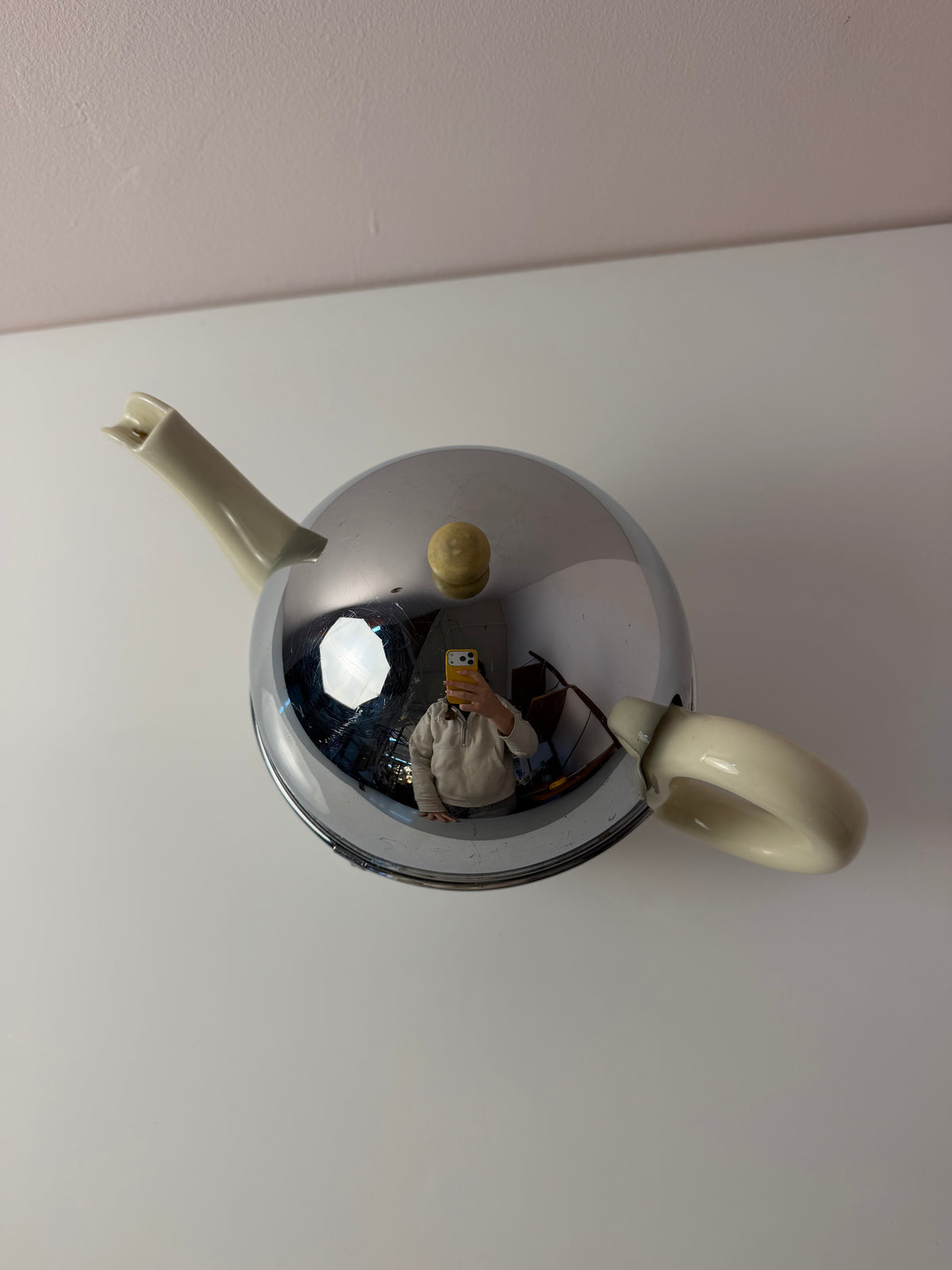 Teekanne Porzellan mit Chrom Thermohülle von Bauscher D.R.P.