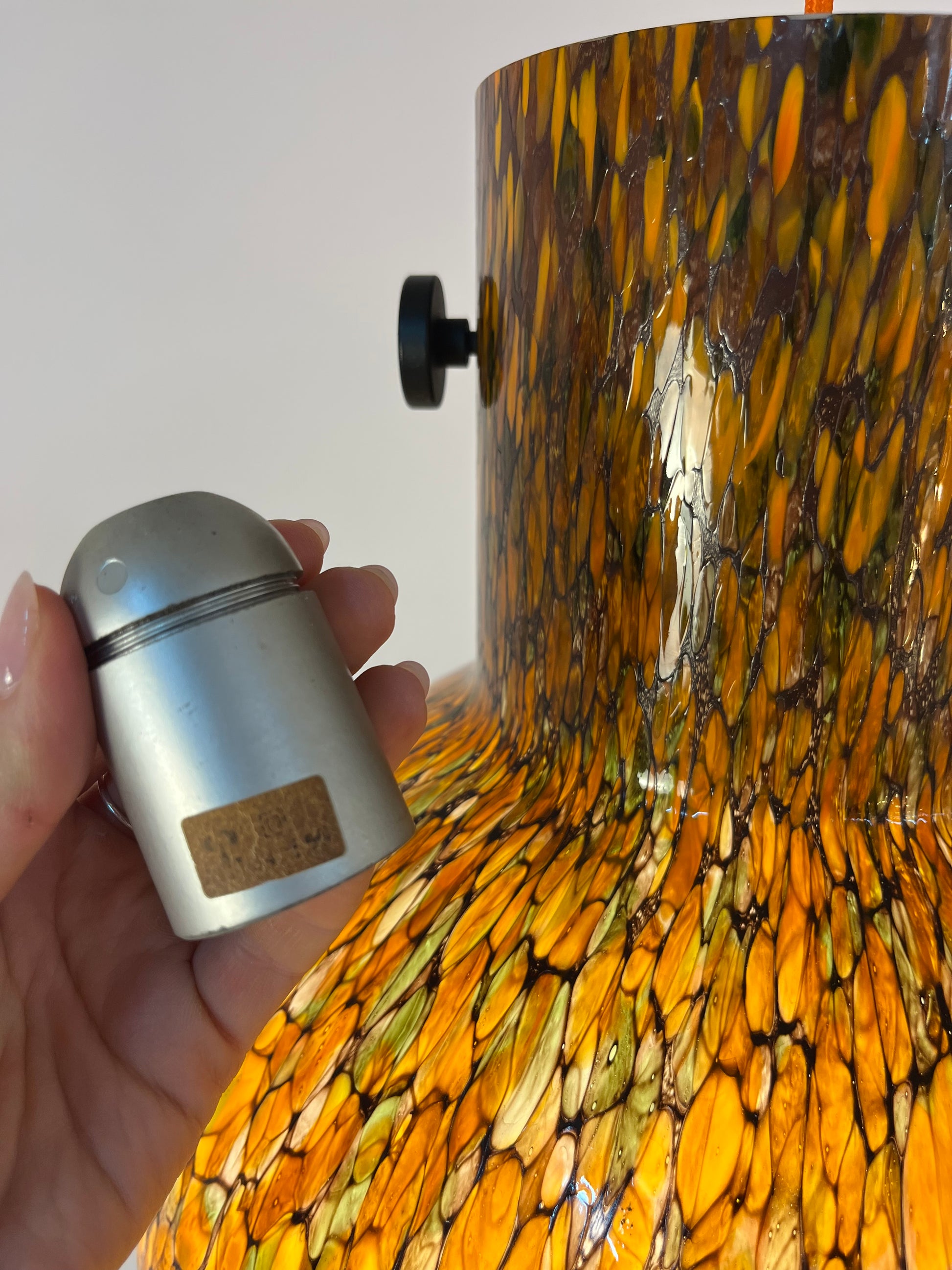 Hängelampe orange Millefioriglas von Peill & Putzler