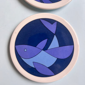Set: 2x Sammelteller / Wandteller blau von Ib Antoni für Bing & Grøndahl