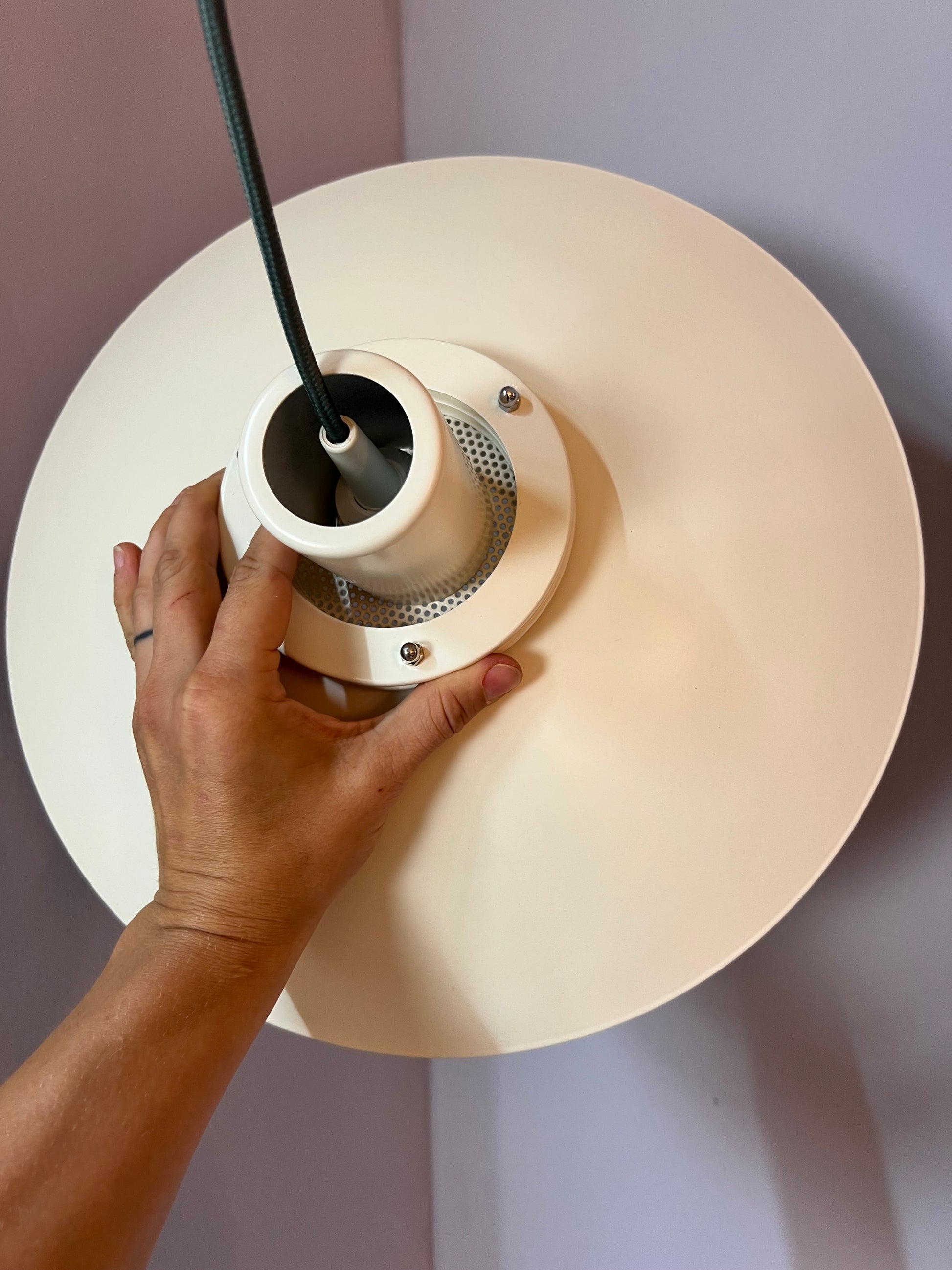 Lamellenlampe Dänemark cremeweiss