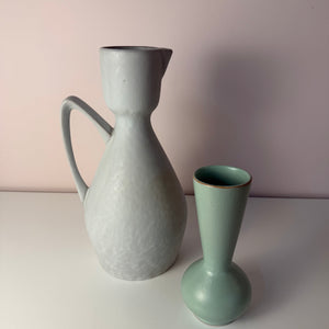 Set: Vase und Karaffe mintgrün weiß Keramik aus Westdeutschland
