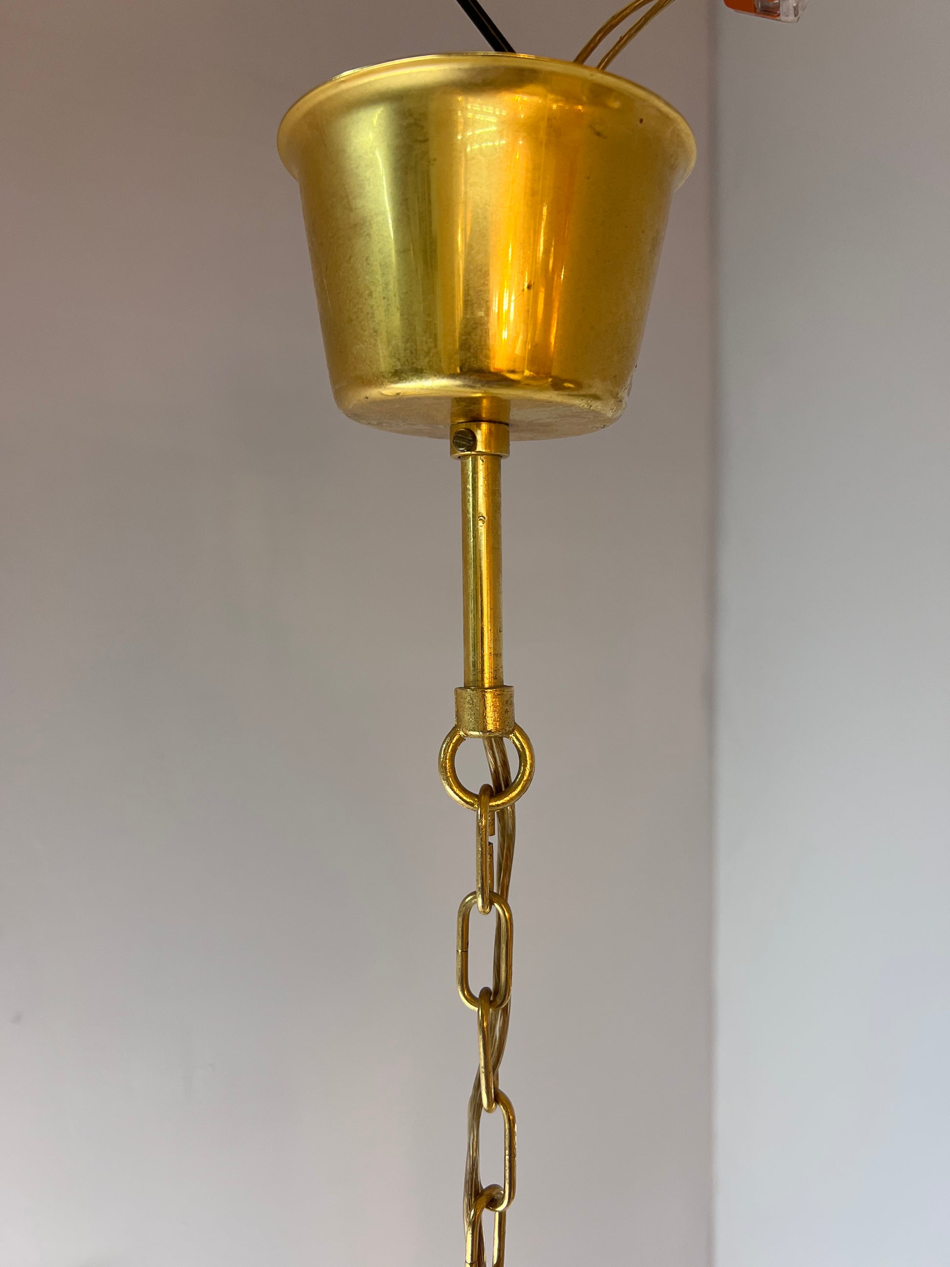 Hängelampe Glas Messing von Carl Fagerlund für Orrefors