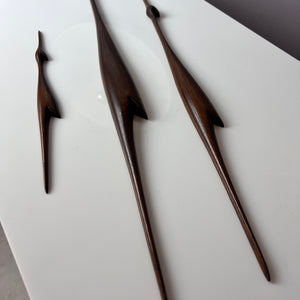 Set: Kranich Trio Teak Wandschmuck