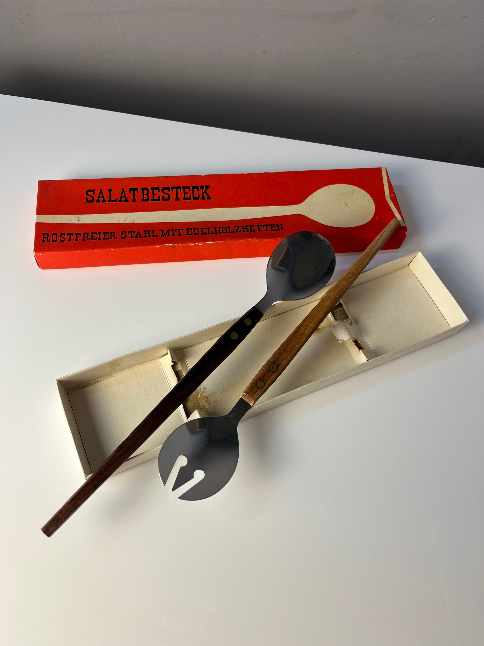 Salatbesteck Teak Edelstahl in Originalverpackung