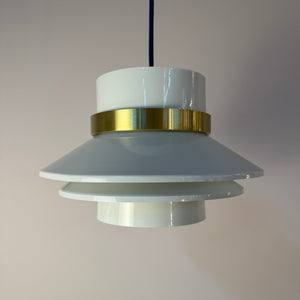 Lamellenlampe Hochglanz weiß Messing aus Dänemark