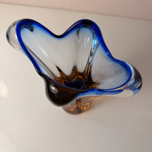 Vase blau Glas von Josef Hospodka für Chřibská Sklárna
