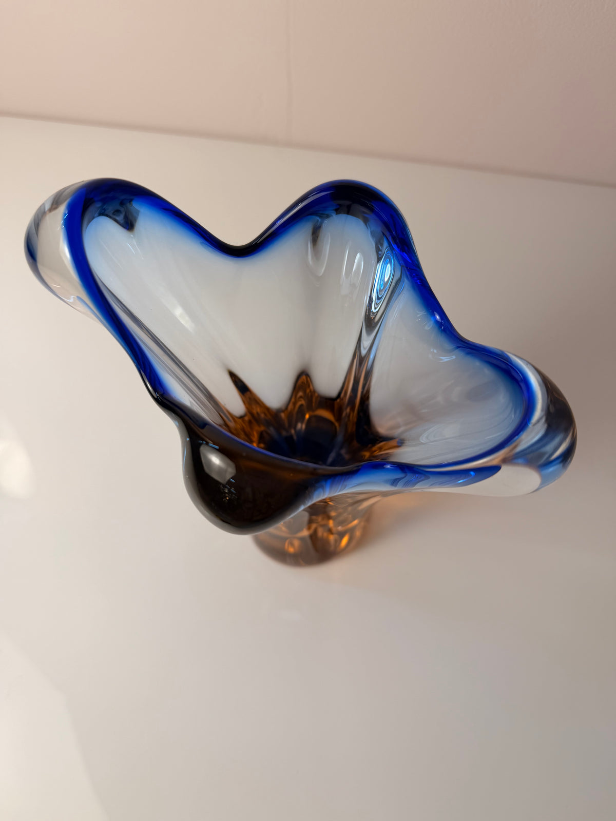 Vase blau Glas von Josef Hospodka für Chřibská Sklárna