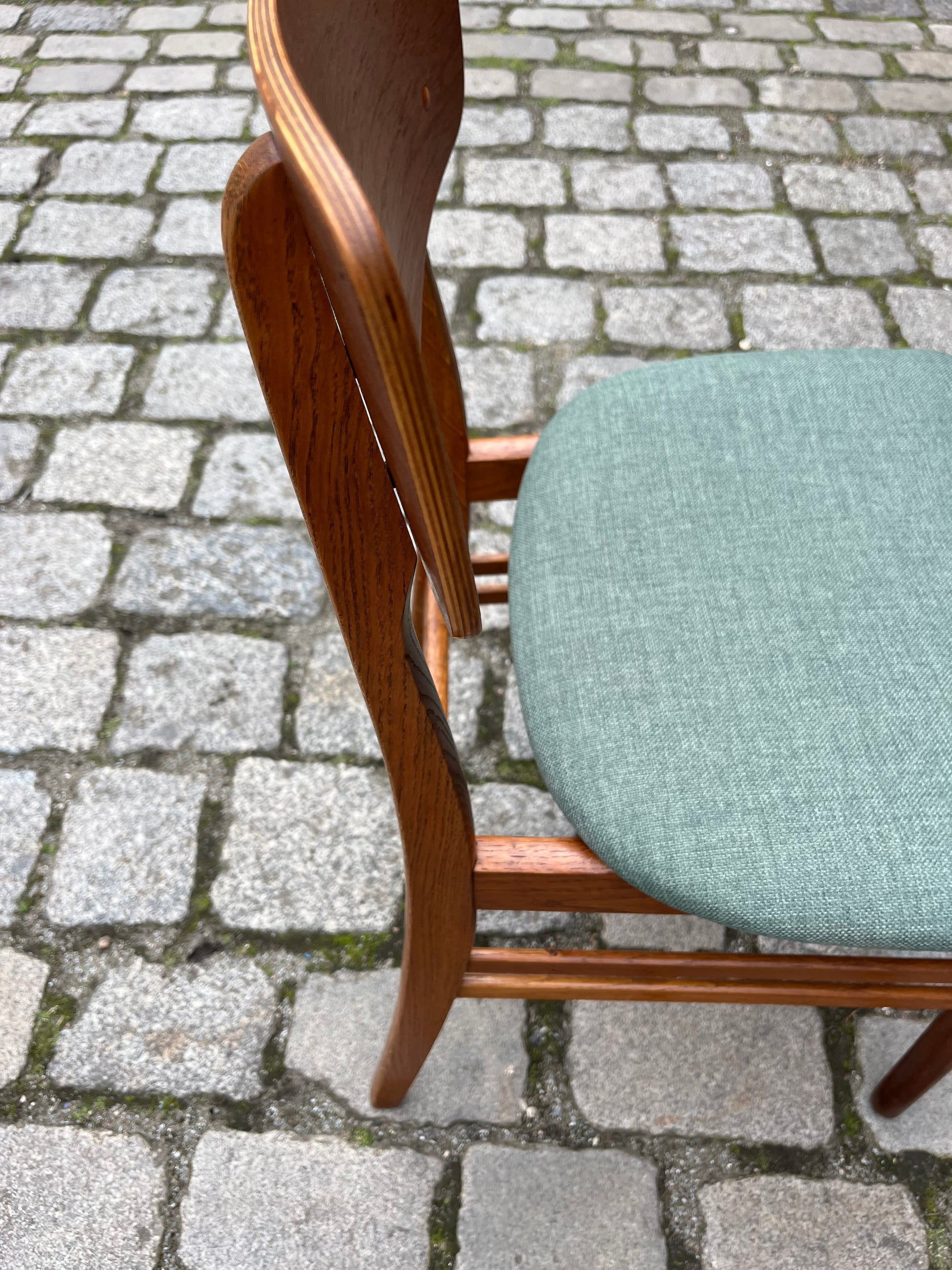 Set: 2x Esszimmerstuhl teal Teak