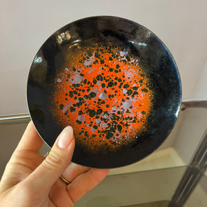 Schale orange schwarz Emaille