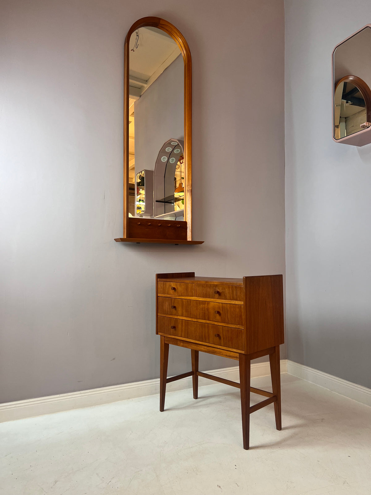 Set: Kommode mit Spiegel Teak