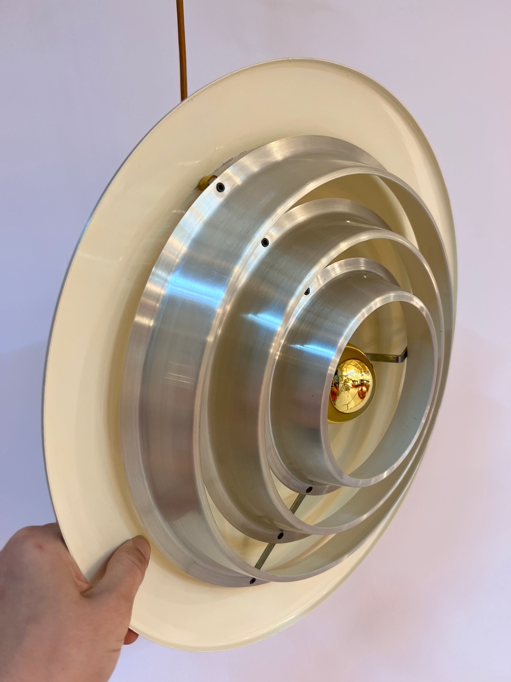 Lamellenlampe silber von Erik Jensen für Teknika
