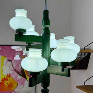 Kronleuchter grün Opalglas
