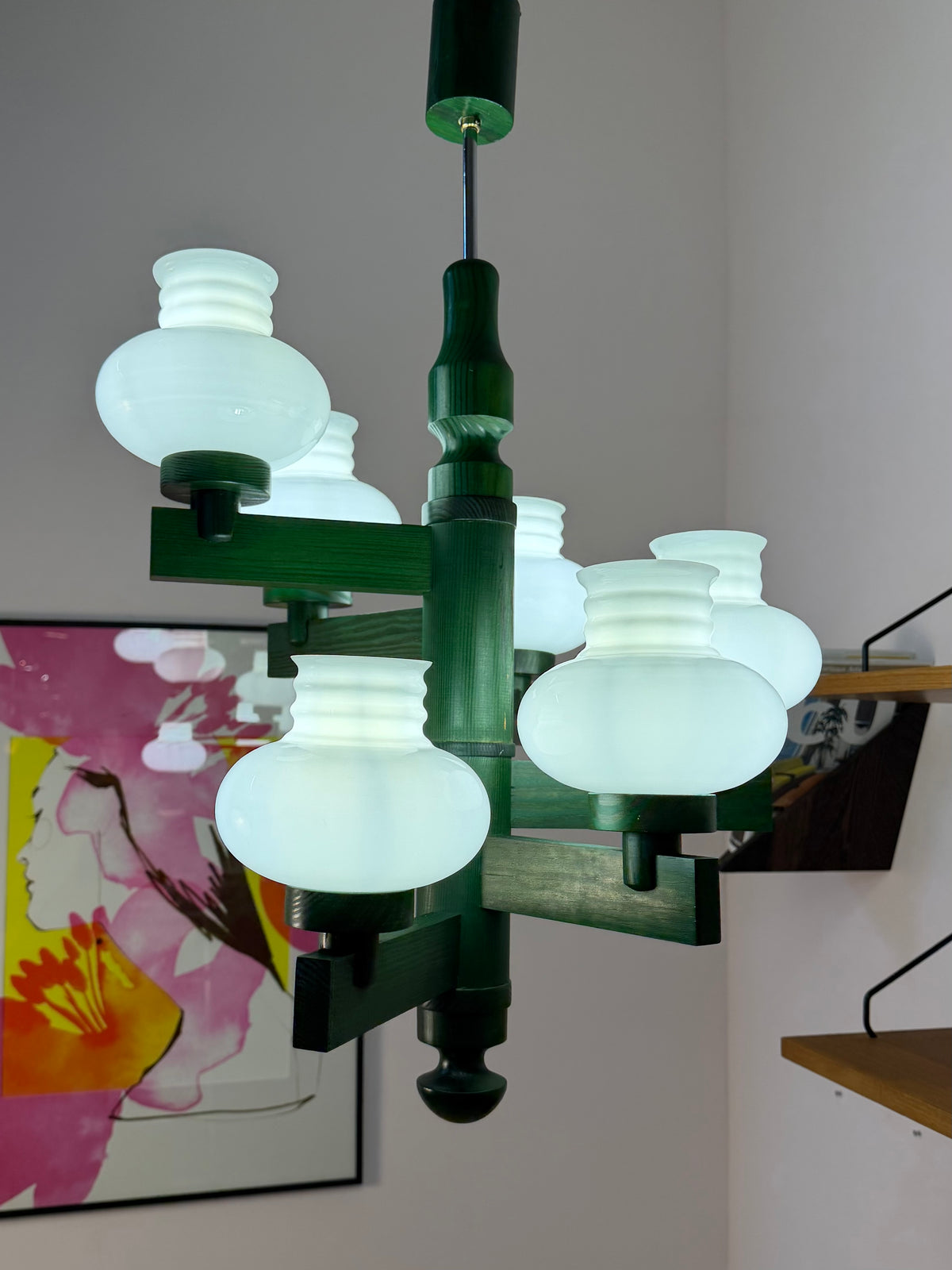 Kronleuchter grün Opalglas