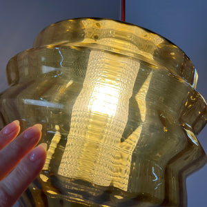 Hängelampe mit Glas Doppelschirm von Carl Fagerlund für Orrefors